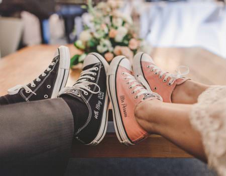 The bride and grooms personalised shoes