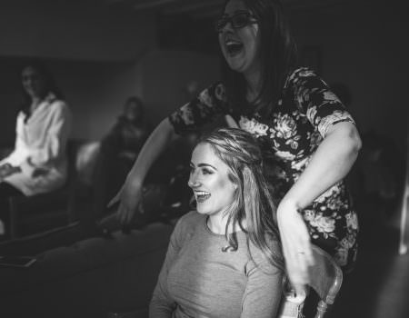 Laughter while getting ready