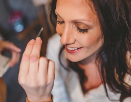 Bride having her makeup done
