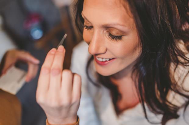 Bride having her makeup done
