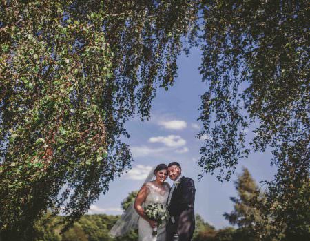 Bride and groom portrait at rutland water