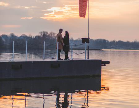 Sunset engagement photos at Rutland Water