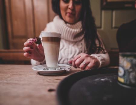 relaxed engagement photos in a pub