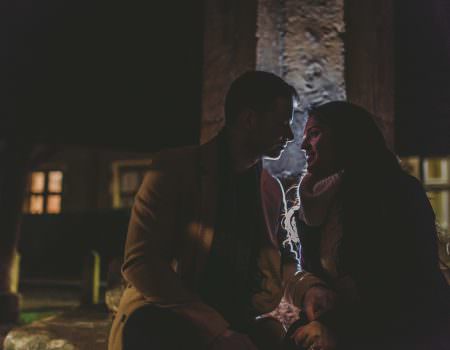 Romantic backlit engagement photo