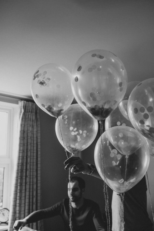 Balloon decoration at Bassmead Manor Barn