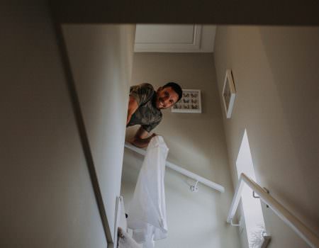 Groom getting ready