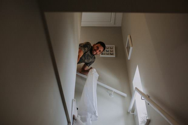Groom getting ready