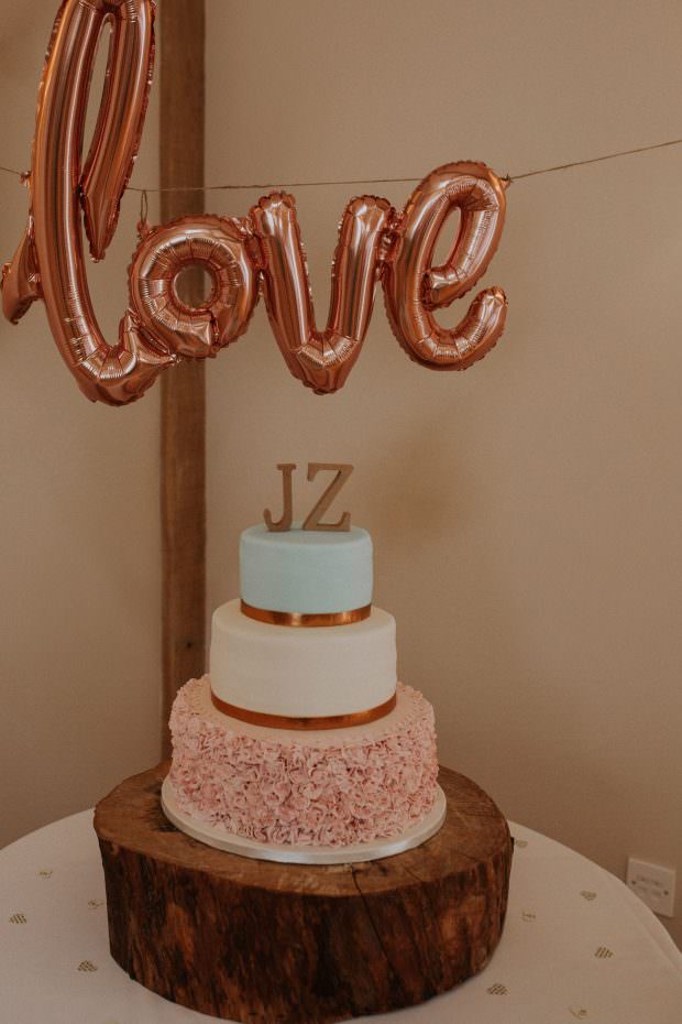 Wedding cake and balloons