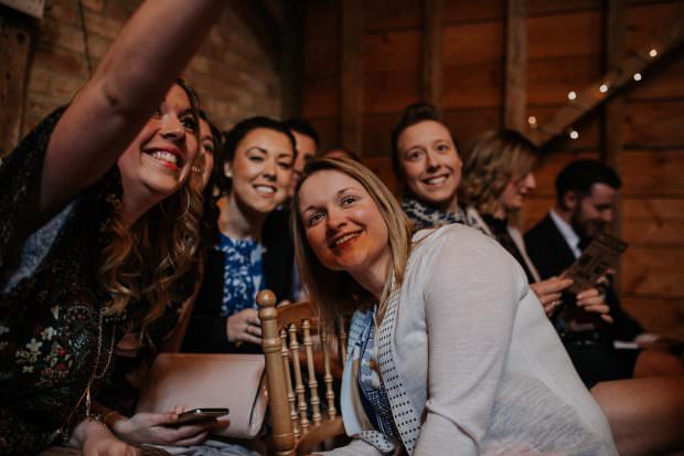 Guest selfie's before the ceremony at Bassmead Manor Barn