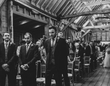 Groom waiting for the bride at ceremony