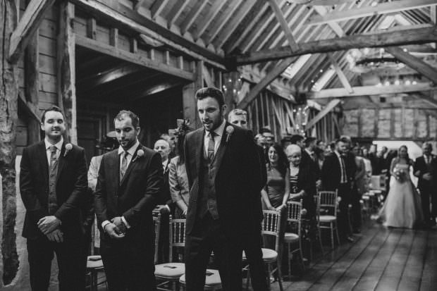 Groom waiting for the bride at ceremony