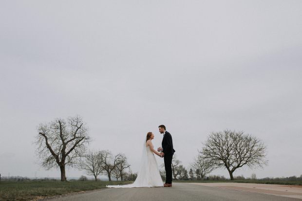 Bride and groom at Bassmead Manor Barn
