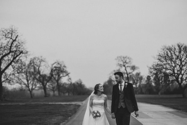 Bride and groom at Bassmead Manor Barn