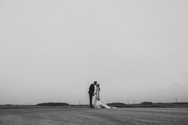 Bride and groom at Bassmead Manor Barn