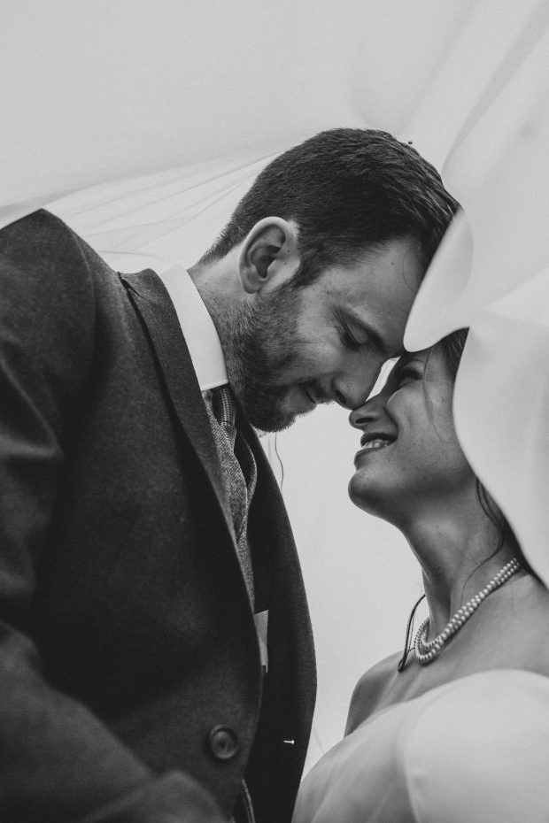 Bride and groom at Bassmead Manor Barn