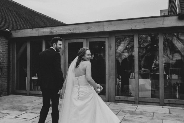 Bride and groom at Bassmead Manor Barn