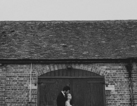 Bride and groom at Bassmead Manor Barn