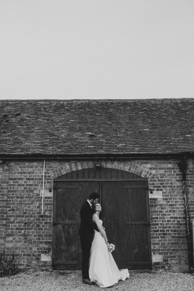 Bride and groom at Bassmead Manor Barn