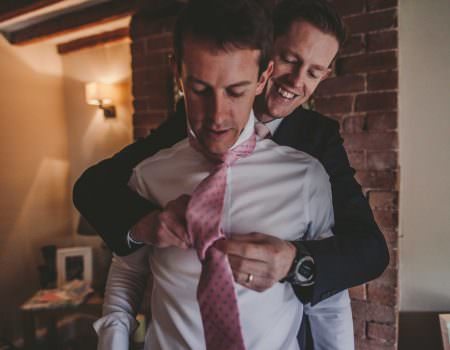 Rose & Matt's Leicestershire Home Wedding the grooms tie