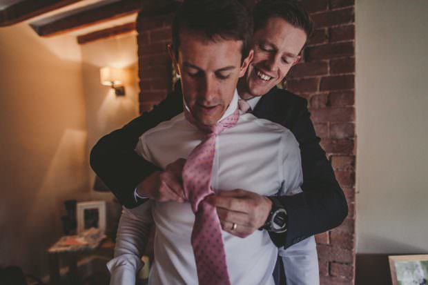 Rose & Matt's Leicestershire Home Wedding the grooms tie