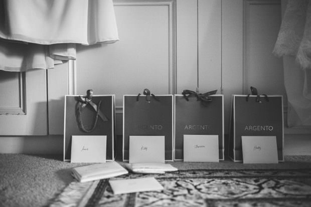 Bridesmaids presents Rose & Matt's Leicestershire Home Wedding