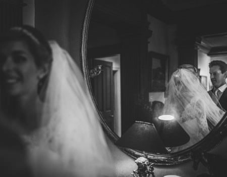 The bride and groom at home together