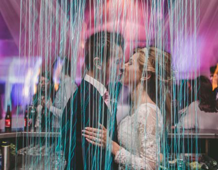 The bride and groom wedding light show