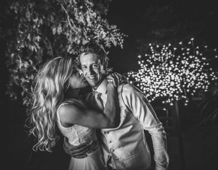 bride and groom at night