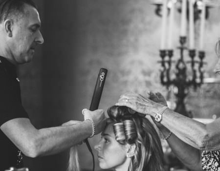 the bride getting ready at home