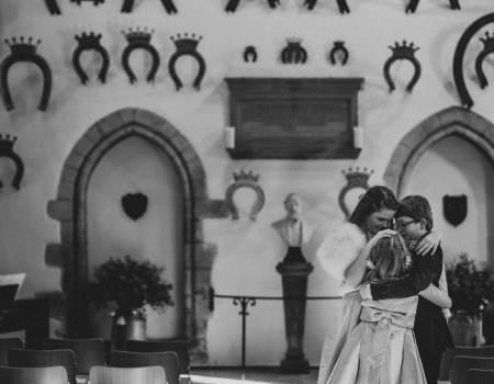 Loving embrace at Oakham Castle Wedding