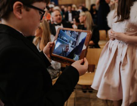 Grandad watches wedding on Skype