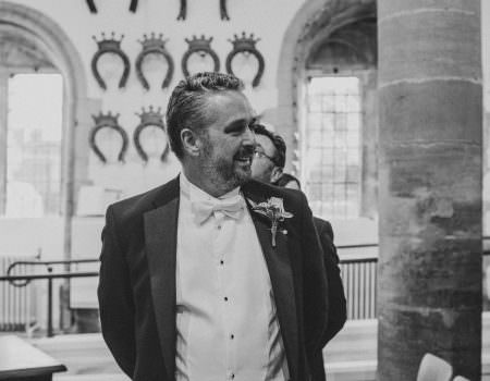 The groom's first look at the bride