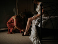 Bridal prep shoes on