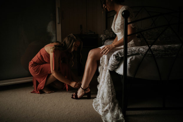 Bridal prep shoes on